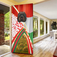 Hungary Door Cover with Puli Dog Illustration Design and Red Green Hexagon - Wonder Print Shop