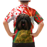 Hungary Family Matching Mermaid Dress and Hawaiian Shirt with Puli Dog Illustration Design and Red Green Hexagon - Wonder Print Shop