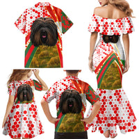 Hungary Family Matching Mermaid Dress and Hawaiian Shirt with Puli Dog Illustration Design and Red Green Hexagon - Wonder Print Shop