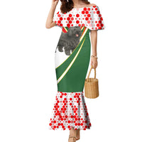 Hungary Family Matching Mermaid Dress and Hawaiian Shirt with Puli Dog Illustration Design and Red Green Hexagon - Wonder Print Shop