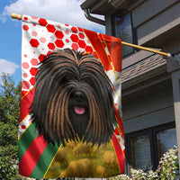 Hungary Garden Flag with Puli Dog Illustration Design and Red Green Hexagon - Wonder Print Shop