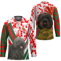 Hungary Hockey Jersey with Puli Dog Illustration Design and Red Green Hexagon - Wonder Print Shop