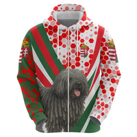 Hungary Hoodie with Puli Dog Illustration Design and Red Green Hexagon - Wonder Print Shop