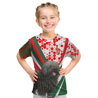 Hungary Kid T Shirt with Puli Dog Illustration Design and Red Green Hexagon - Wonder Print Shop