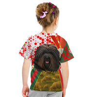 Hungary Kid T Shirt with Puli Dog Illustration Design and Red Green Hexagon - Wonder Print Shop