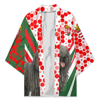 Hungary Kimono with Puli Dog Illustration Design and Red Green Hexagon - Wonder Print Shop