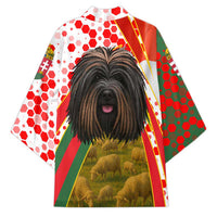 Hungary Kimono with Puli Dog Illustration Design and Red Green Hexagon - Wonder Print Shop