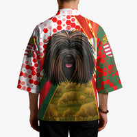 Hungary Kimono with Puli Dog Illustration Design and Red Green Hexagon - Wonder Print Shop