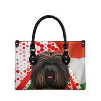 Hungary Leather Bag with Puli Dog Illustration Design and Red Green Hexagon - Wonder Print Shop