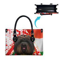Hungary Leather Bag with Puli Dog Illustration Design and Red Green Hexagon - Wonder Print Shop