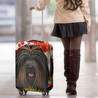 Hungary Luggage Cover with Puli Dog Illustration Design and Red Green Hexagon - Wonder Print Shop