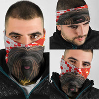 Hungary Neck Gaiter with Puli Dog Illustration Design and Red Green Hexagon - Wonder Print Shop