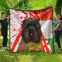 Hungary Quilt with Puli Dog Illustration Design and Red Green Hexagon - Wonder Print Shop