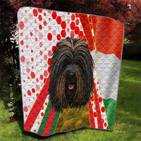 Hungary Quilt with Puli Dog Illustration Design and Red Green Hexagon - Wonder Print Shop