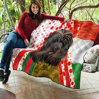 Hungary Quilt with Puli Dog Illustration Design and Red Green Hexagon - Wonder Print Shop