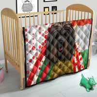 Hungary Quilt with Puli Dog Illustration Design and Red Green Hexagon - Wonder Print Shop