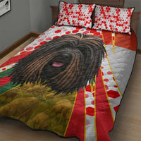 Hungary Quilt Bed Set with Puli Dog Illustration Design and Red Green Hexagon - Wonder Print Shop