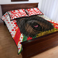 Hungary Quilt Bed Set with Puli Dog Illustration Design and Red Green Hexagon - Wonder Print Shop