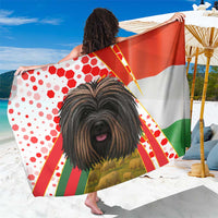 Hungary Sarong with Puli Dog Illustration Design and Red Green Hexagon - Wonder Print Shop
