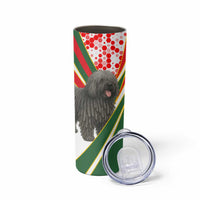 Hungary Skinny Tumbler with Puli Dog Illustration Design and Red Green Hexagon - Wonder Print Shop