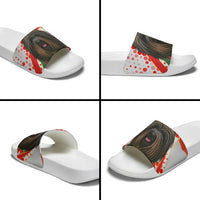 Hungary Slide Sandals with Puli Dog Illustration Design and Red Green Hexagon - Wonder Print Shop