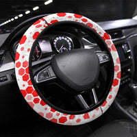 Hungary Steering Wheel Cover with Puli Dog Illustration Design and Red Green Hexagon - Wonder Print Shop
