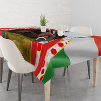 Hungary Tablecloth with Puli Dog Illustration Design and Red Green Hexagon - Wonder Print Shop