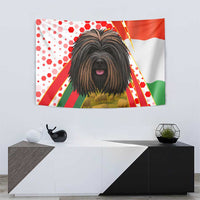 Hungary Tapestry with Puli Dog Illustration Design and Red Green Hexagon - Wonder Print Shop