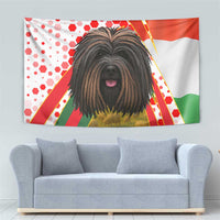 Hungary Tapestry with Puli Dog Illustration Design and Red Green Hexagon - Wonder Print Shop