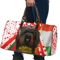 Hungary Travel Bag with Puli Dog Illustration Design and Red Green Hexagon - Wonder Print Shop