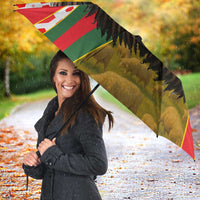 Hungary Umbrella with Puli Dog Illustration Design and Red Green Hexagon - Wonder Print Shop