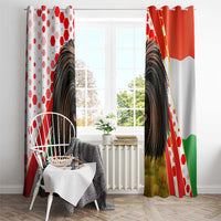 Hungary Window Curtain with Puli Dog Illustration Design and Red Green Hexagon - Wonder Print Shop