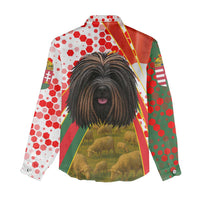 Hungary Women Casual Shirt with Puli Dog Illustration Design and Red Green Hexagon - Wonder Print Shop