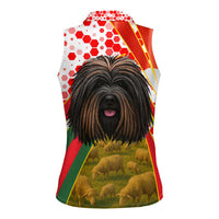 Hungary Women Sleeveless Polo Shirt with Puli Dog Illustration Design and Red Green Hexagon - Wonder Print Shop