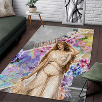 Helen Of Troy Area Rug Ancient Greek Mythology Floral Goddess Portrait