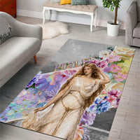 Helen Of Troy Area Rug Ancient Greek Mythology Floral Goddess Portrait