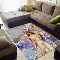 Helen Of Troy Area Rug Ancient Greek Mythology Floral Goddess Portrait