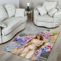 Helen Of Troy Area Rug Ancient Greek Mythology Floral Goddess Portrait