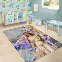 Helen Of Troy Area Rug Ancient Greek Mythology Floral Goddess Portrait