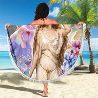 Helen Of Troy Beach Blanket Ancient Greek Mythology Floral Goddess Portrait
