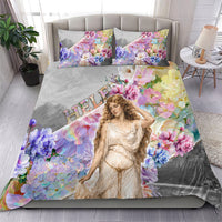 Helen Of Troy Bedding Set Ancient Greek Mythology Floral Goddess Portrait