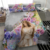 Helen Of Troy Bedding Set Ancient Greek Mythology Floral Goddess Portrait