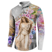 Helen Of Troy Button Sweatshirt Ancient Greek Mythology Floral Goddess Portrait