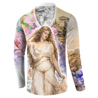 Helen Of Troy Button Sweatshirt Ancient Greek Mythology Floral Goddess Portrait