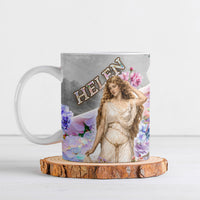 Helen Of Troy Ceramic Mug Ancient Greek Mythology Floral Goddess Portrait