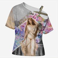 Helen Of Troy Cross Shoulder Shirt Ancient Greek Mythology Floral Goddess Portrait