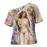 Helen Of Troy Cross Shoulder Shirt Ancient Greek Mythology Floral Goddess Portrait