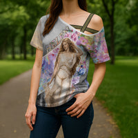 Helen Of Troy Cross Shoulder Shirt Ancient Greek Mythology Floral Goddess Portrait