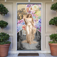 Helen Of Troy Door Cover Ancient Greek Mythology Floral Goddess Portrait