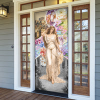 Helen Of Troy Door Cover Ancient Greek Mythology Floral Goddess Portrait